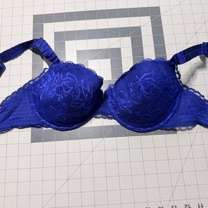 Stella McCartney Royal Blue Floral Lace Bra